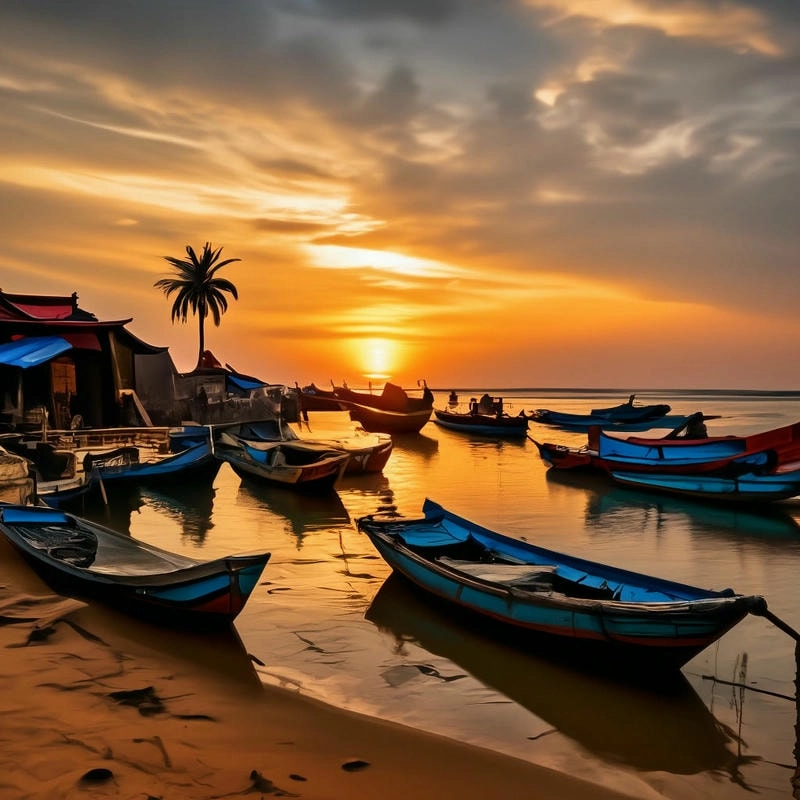 Hoàng hôn Mũi Né lung linh tại làng chài