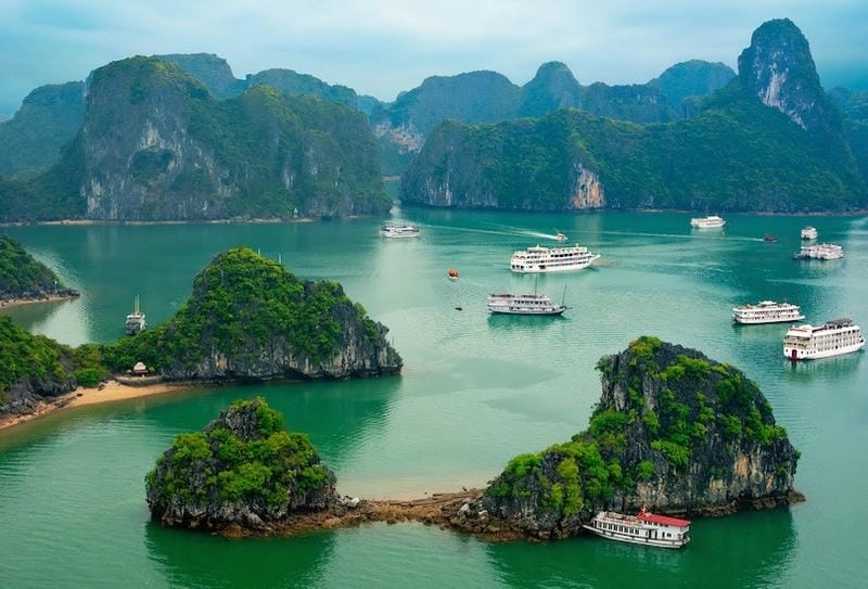 Không gian xanh mướt bao quanh vịnh Hạ Long mùa hè