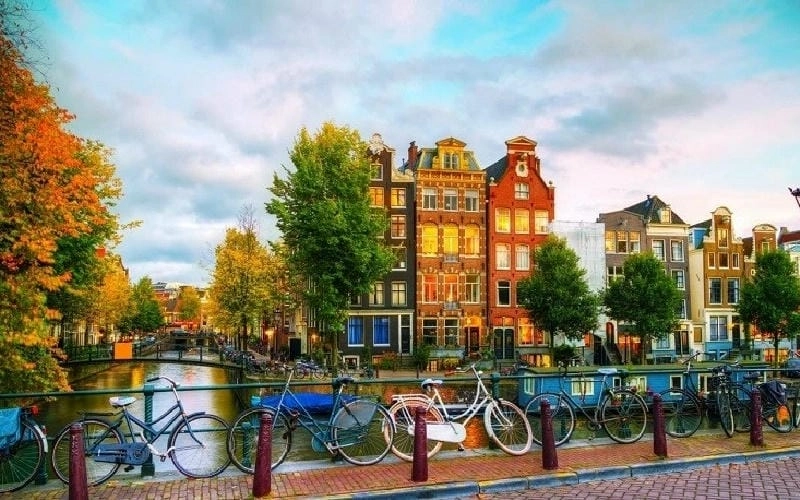 Lá đỏ rực rỡ khắp thành phố Amsterdam