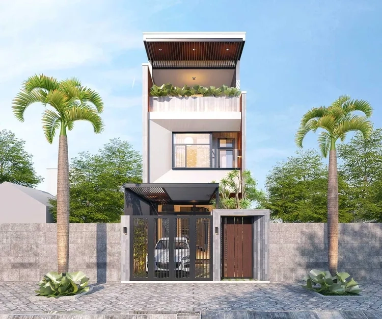 Thư giãn tại sân thượng nhà ống Đà Nẵng nhiều cây xanh
